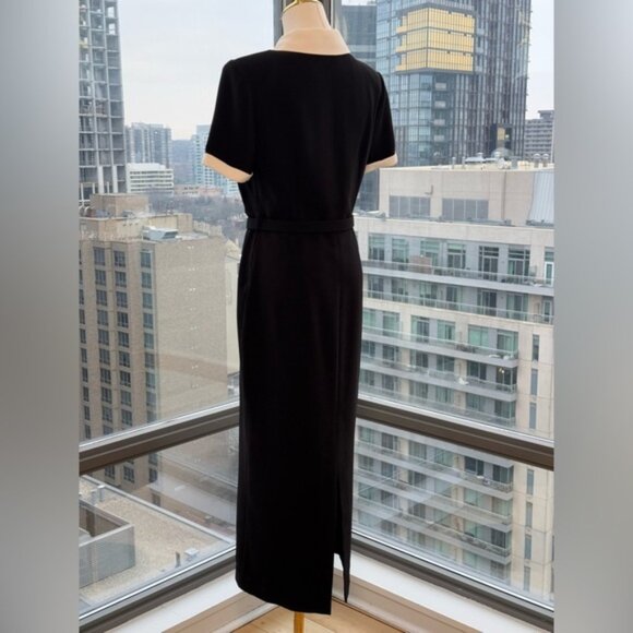 🆕 SELF-PORTRAIT 🧿 Black Belted White Crepe Contrast Midi Dress, Sz UK 10 US 6 - Picture 8 of 16